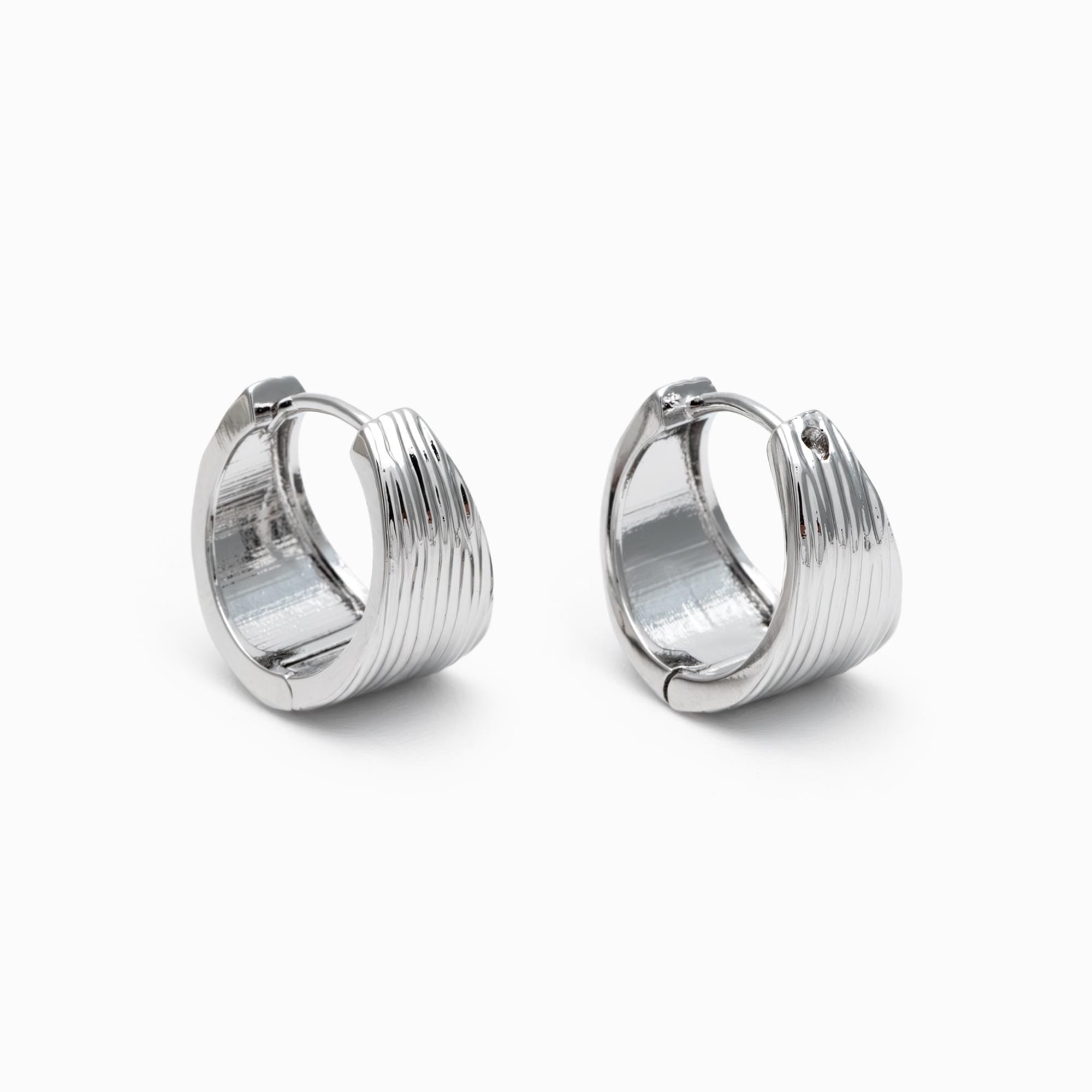 4pcs Gold/ Silver Tone Circle Hoop Earrings, 18K Gold/ Rhodium plated Brass, Chunky Huggie Earrings (GB-4738)